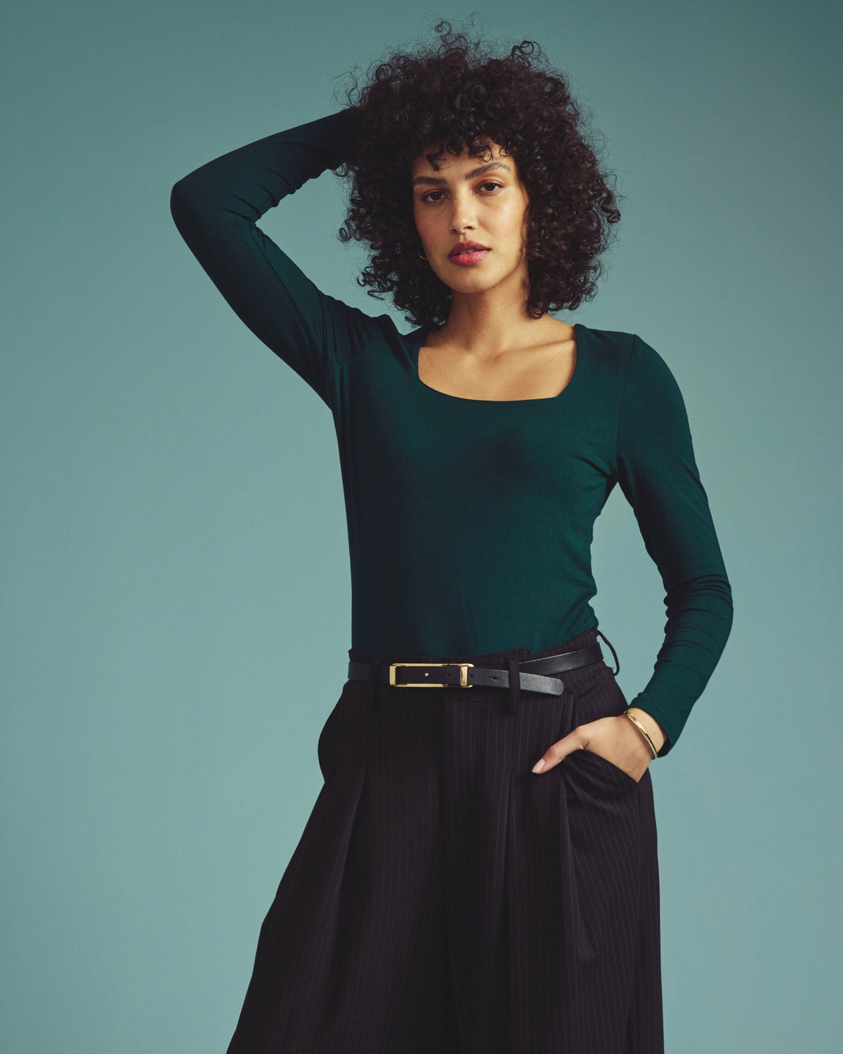 Agatha Liquid Jersey Top - Forest Green | Universal Standard