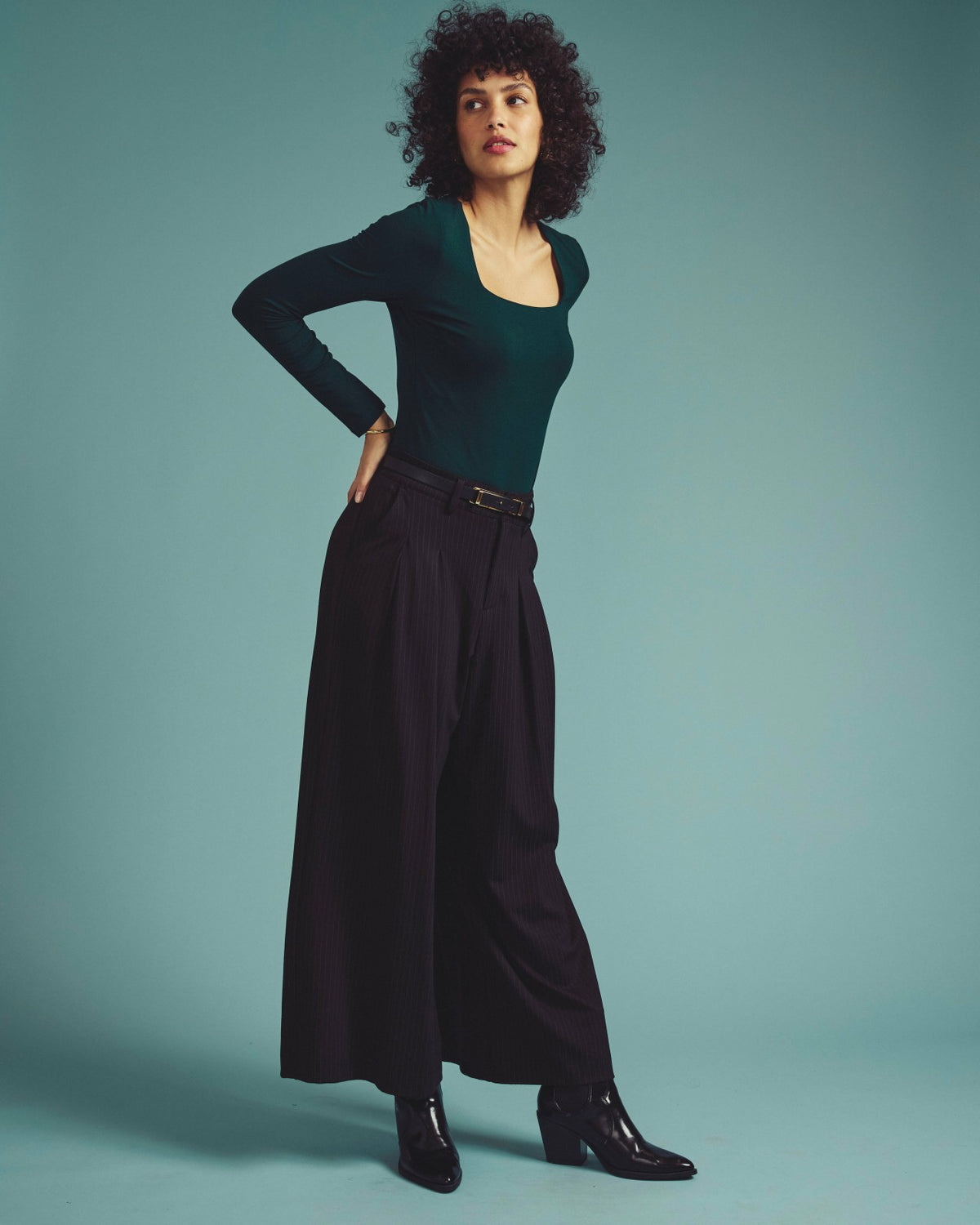 Agatha Liquid Jersey Top - Forest Green | Universal Standard