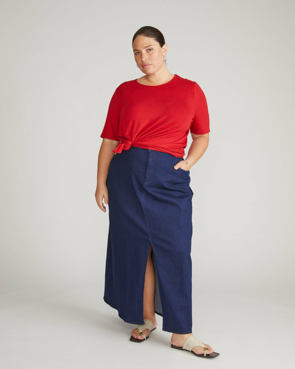 Lily Liquid Jersey Crew Neck Stovepipe Tee - New York Red | Universal Standard