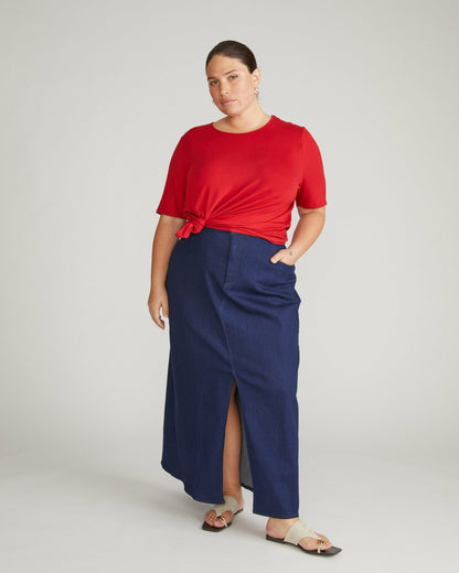 Lily Liquid Jersey Crew Neck Stovepipe Tee - New York Red | Universal Standard