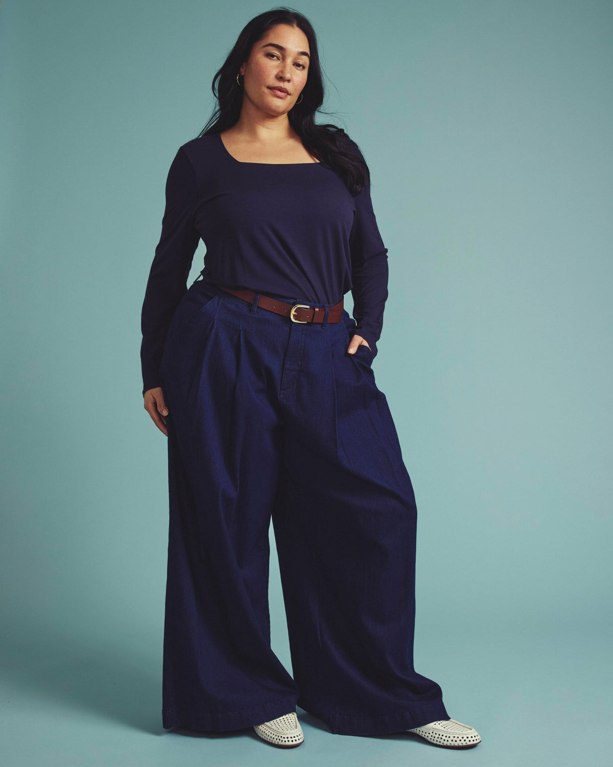 Agatha Liquid Jersey Top - Midnight | Universal Standard