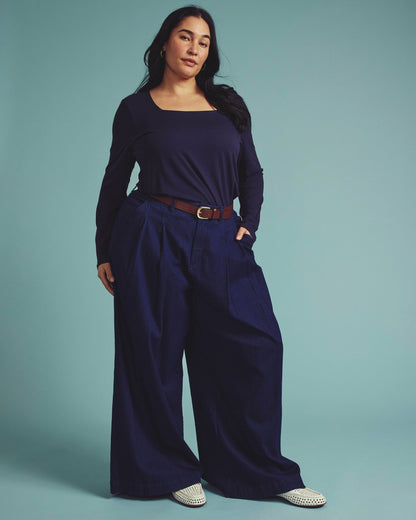 Agatha Liquid Jersey Top - Midnight | Universal Standard