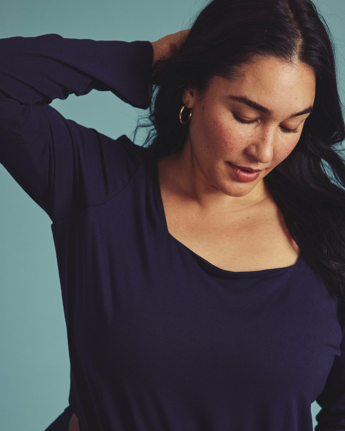 Agatha Liquid Jersey Top - Midnight | Universal Standard