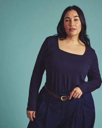 Agatha Liquid Jersey Top - Midnight | Universal Standard
