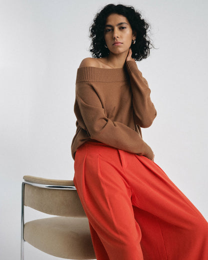 Noomi Cold Shoulder Sweater - Classic Camel | Universal Standard