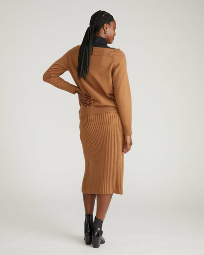 Noomi Cold Shoulder Sweater - Classic Camel | Universal Standard