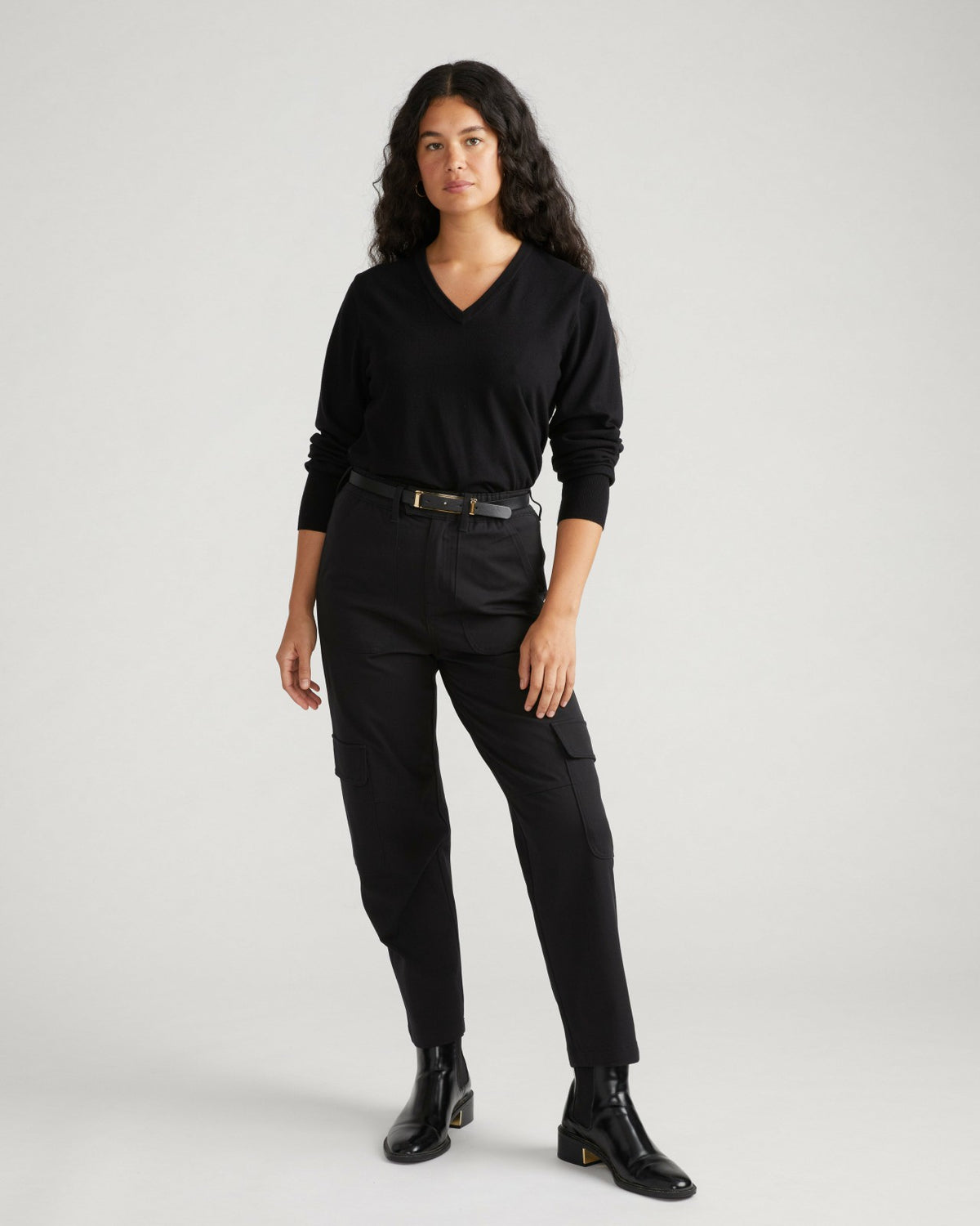 Savvy Fine Knit V Sweater - Black | Universal Standard