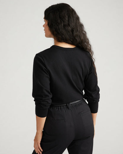 Savvy Fine Knit V Sweater - Black | Universal Standard