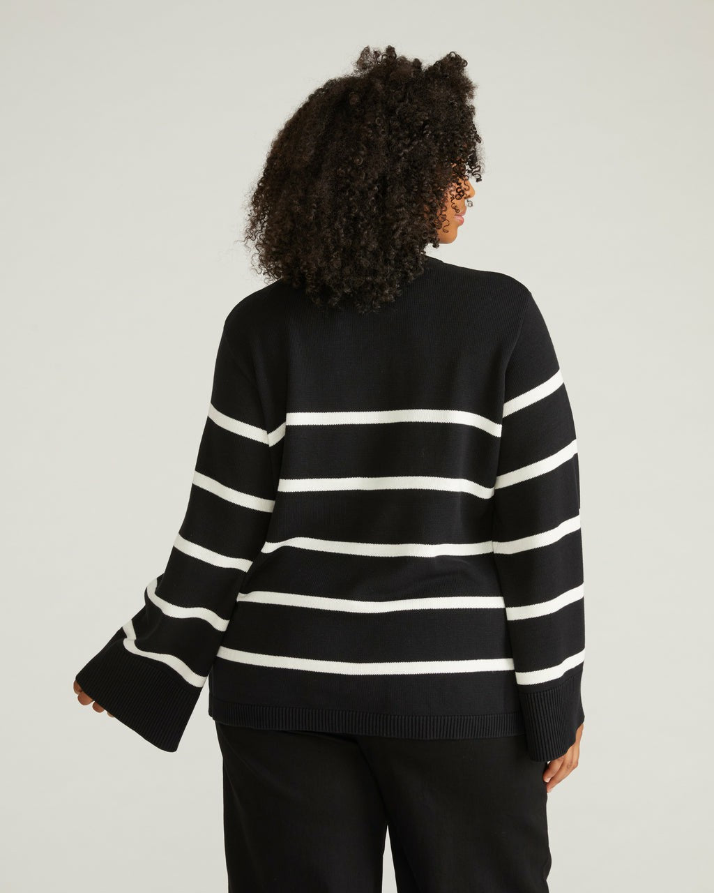 Bardot Wide Sleeve Cotton Sweater - Black/White | Universal Standard