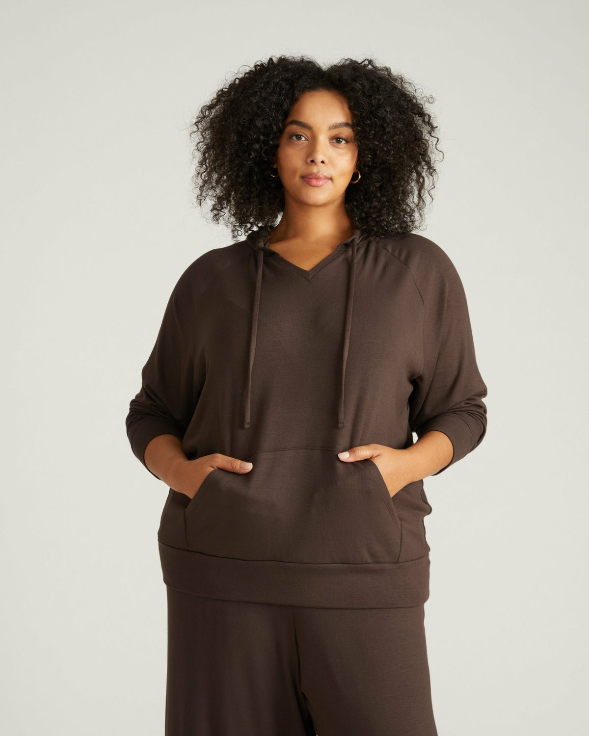TravelKnit V Neck Hoodie - Espresso | Universal Standard
