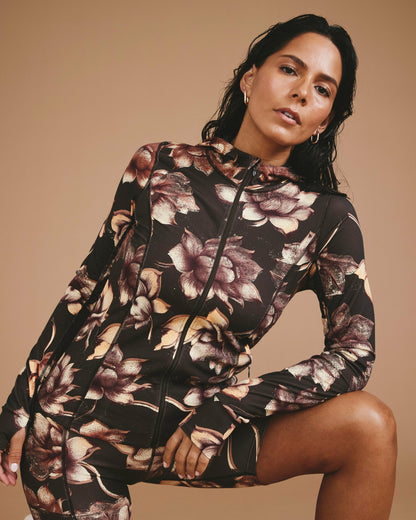 Next-to-Naked Hooded Zip Jacket - Lotus Print | Universal Standard