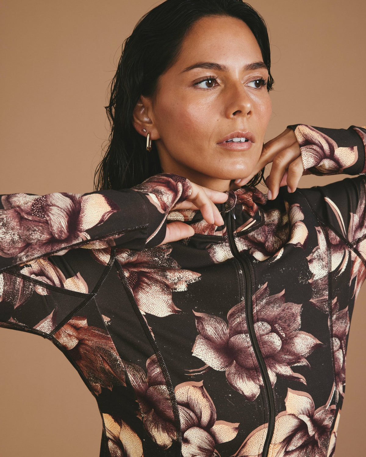 Next-to-Naked Hooded Zip Jacket - Lotus Print | Universal Standard