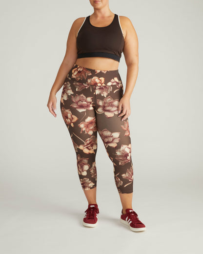 Next-to-Naked Racerback Sports Bra - Deep Brown/Dove Wing Trim | Universal Standard