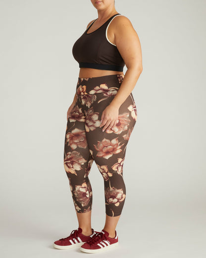 Next-to-Naked Racerback Sports Bra - Deep Brown/Dove Wing Trim | Universal Standard