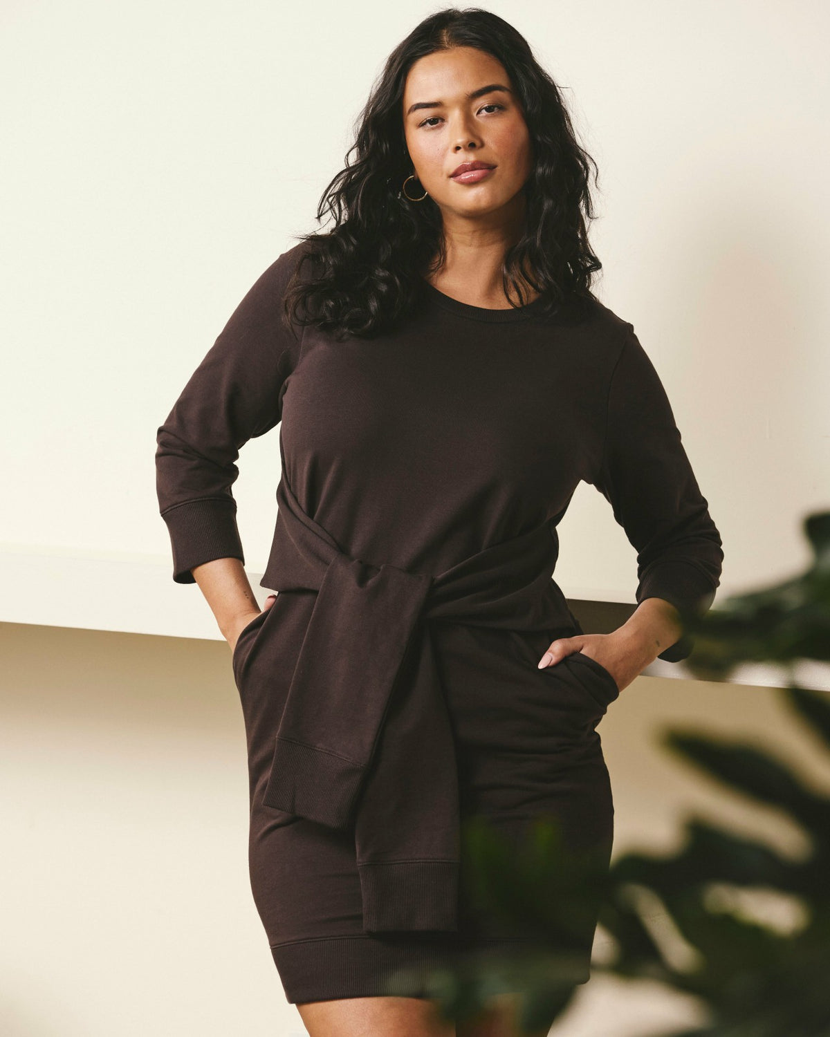 Misa Tie Sweatshirt Dress - Deep Brown | Universal Standard