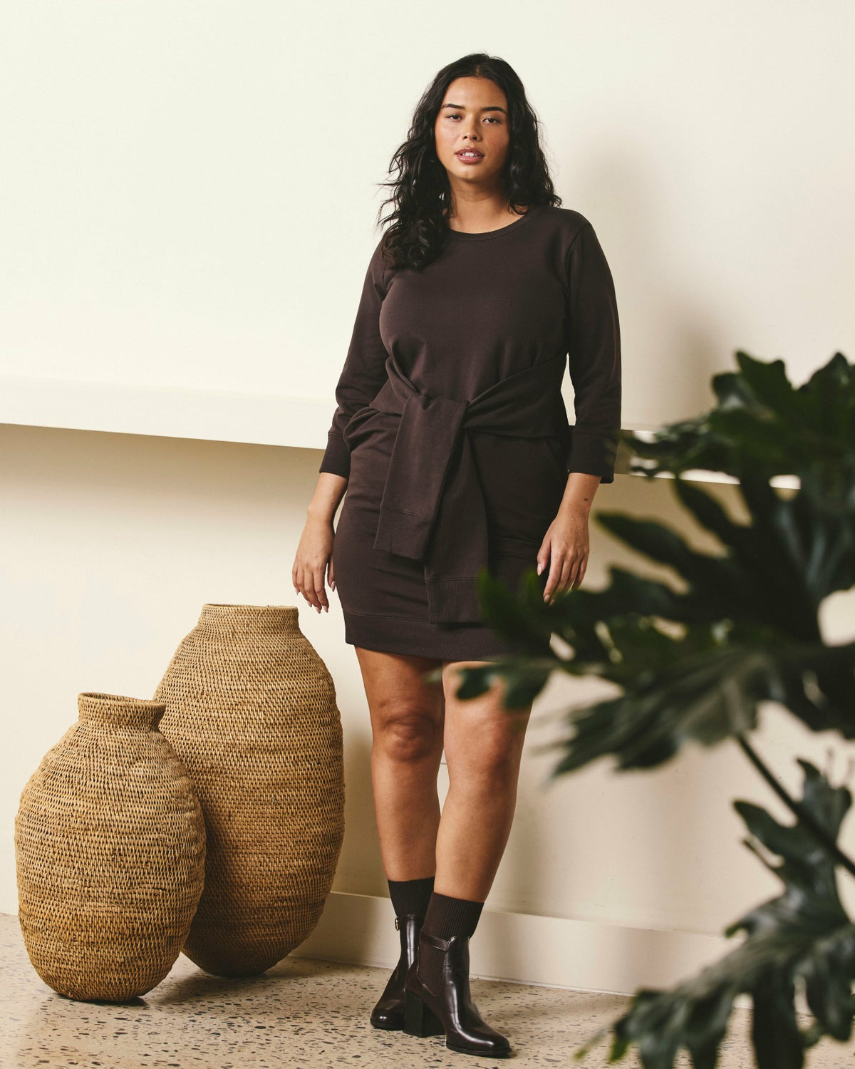 Misa Tie Sweatshirt Dress - Deep Brown | Universal Standard
