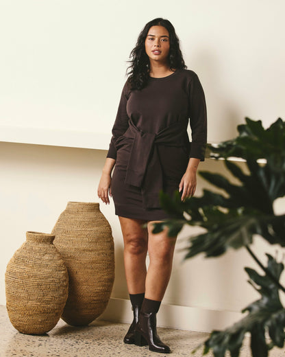 Misa Tie Sweatshirt Dress - Deep Brown | Universal Standard