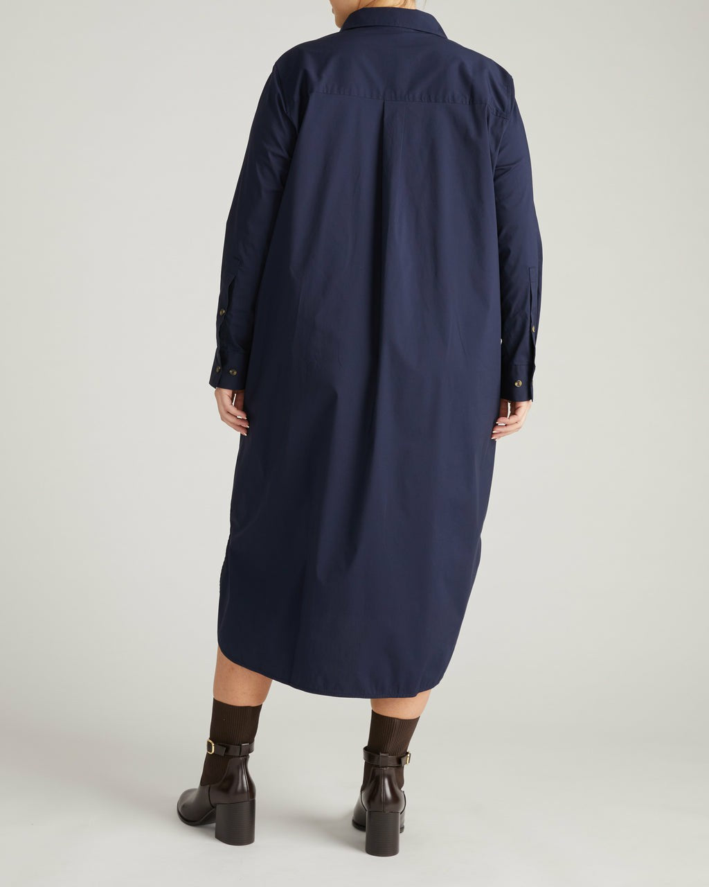 Odeon Stretch Poplin Shirtdress - Navy | Universal Standard