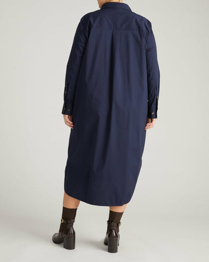 Odeon Stretch Poplin Shirtdress - Navy | Universal Standard
