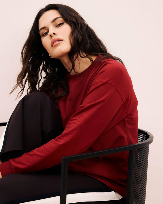 Long Sleeve Relaxed Tee - Garnet | Universal Standard