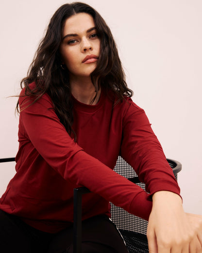 Long Sleeve Relaxed Tee - Garnet | Universal Standard