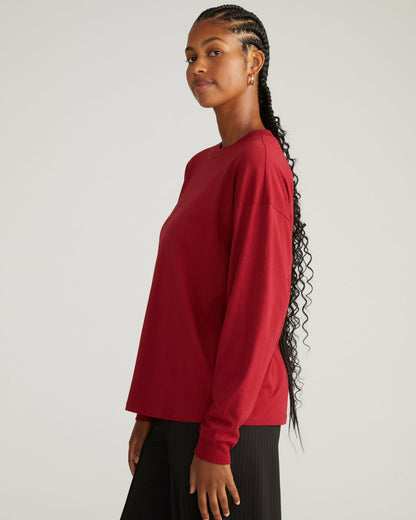 Long Sleeve Relaxed Tee - Garnet | Universal Standard