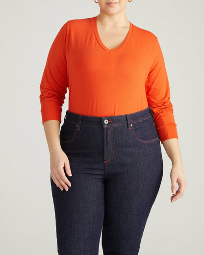 Long Sleeve V Rex - Orange Flame | Universal Standard