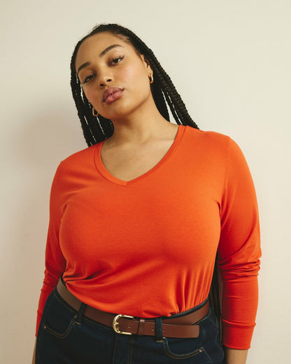 Long Sleeve V Rex - Orange Flame | Universal Standard
