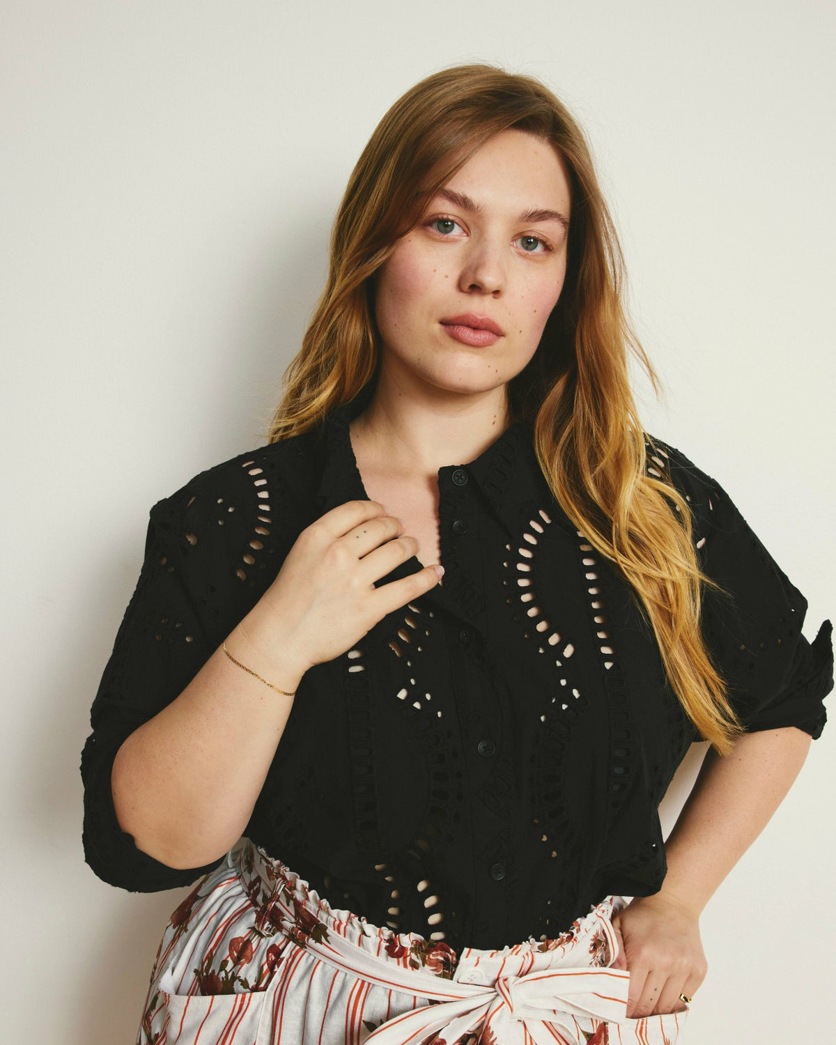 The Embroidered Artist Poplin Shirt - Black | Universal Standard