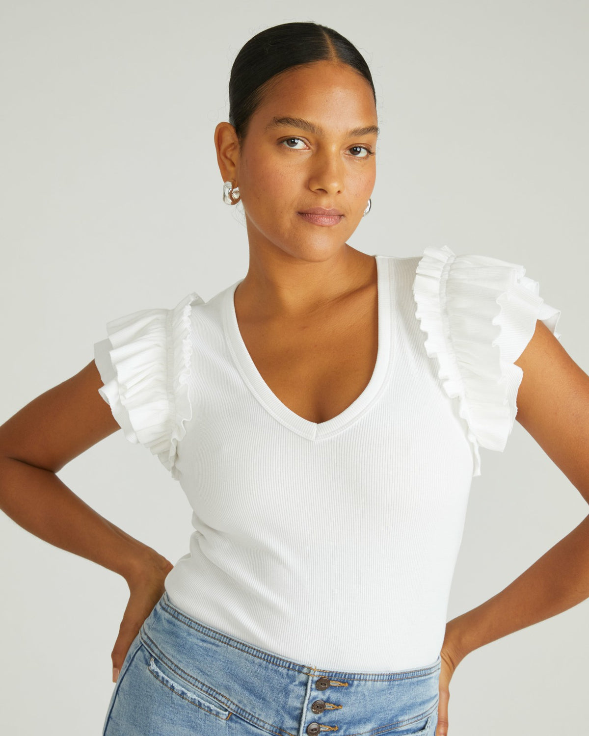 Magnolia Ribbed Top - White | Universal Standard