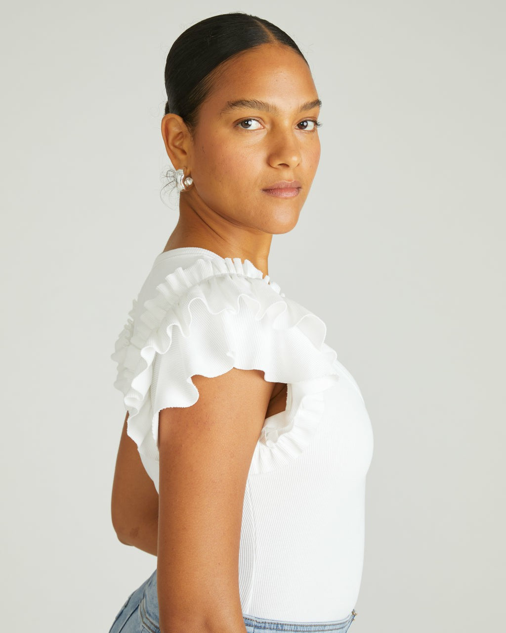 Magnolia Ribbed Top - White | Universal Standard