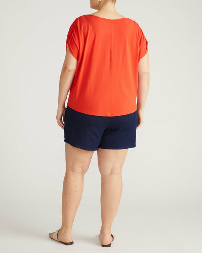 Helena Divine Jersey Gathered Tee - Shoreline Sunset | Universal Standard
