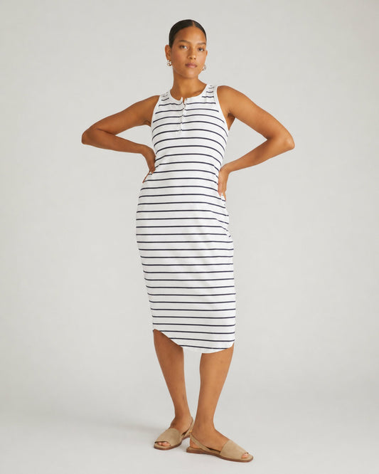 Romera Ribbed Dress - Nautical Navy Stripe | Universal Standard