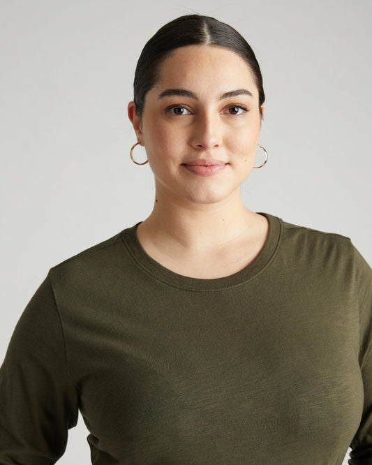 Light-As-Air Long Sleeve Crew Neck Tee - Nori | Universal Standard