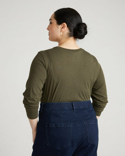 Light-As-Air Long Sleeve Crew Neck Tee - Nori | Universal Standard