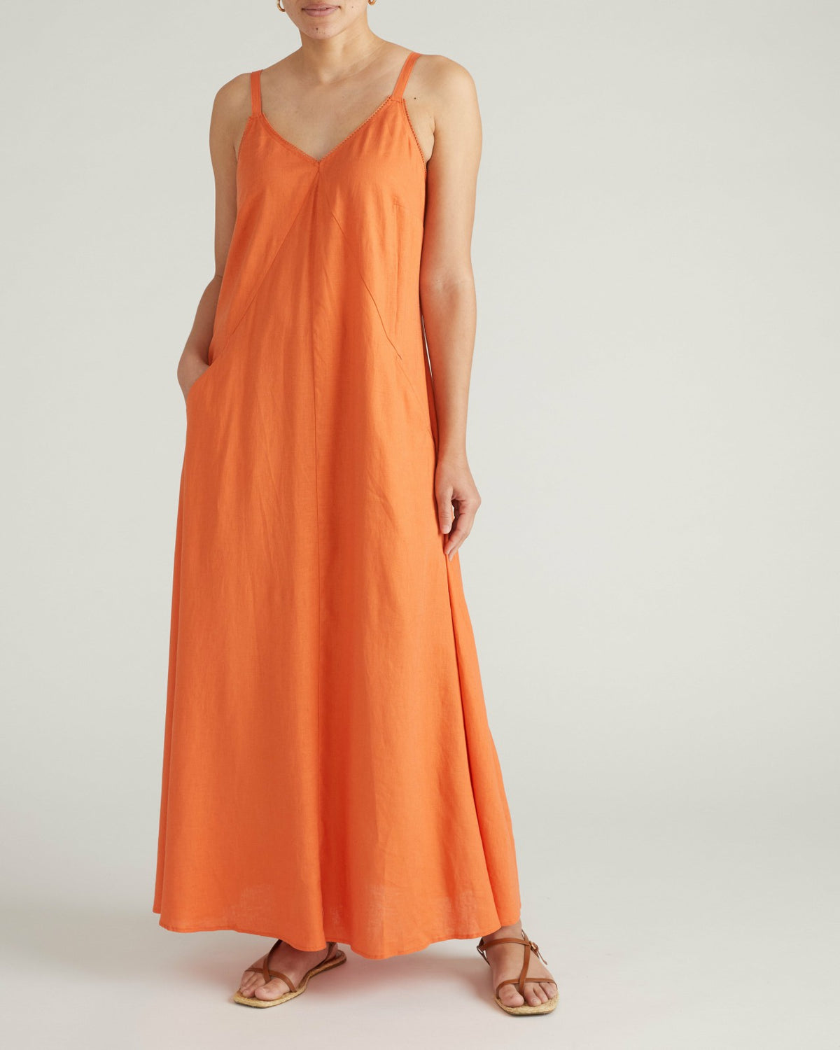 Kite Linen Blend Dress - Italian Orange | Universal Standard