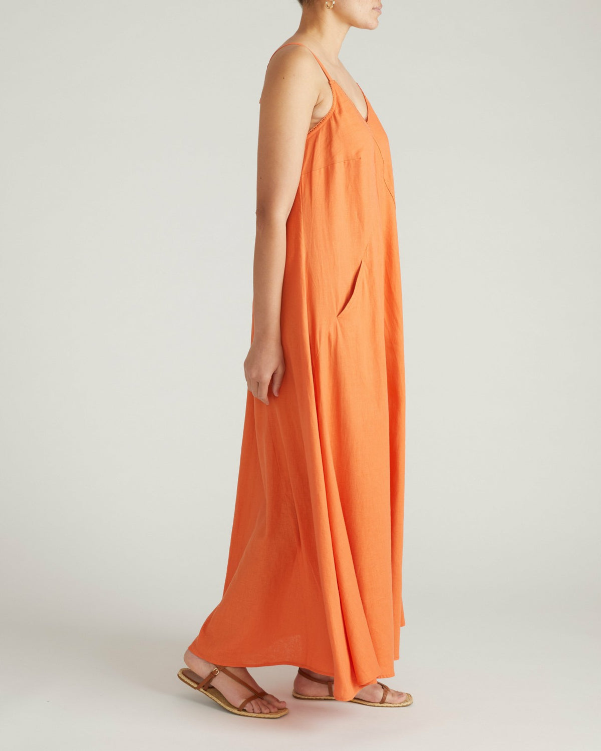 Kite Linen Blend Dress - Italian Orange | Universal Standard