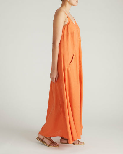 Kite Linen Blend Dress - Italian Orange | Universal Standard