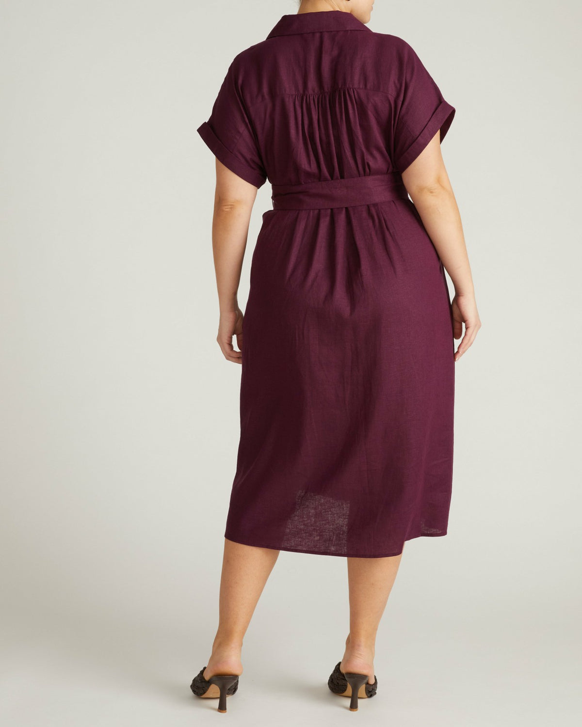 Sandy Stretch Linen Blend Shirtdress - Acai | Universal Standard
