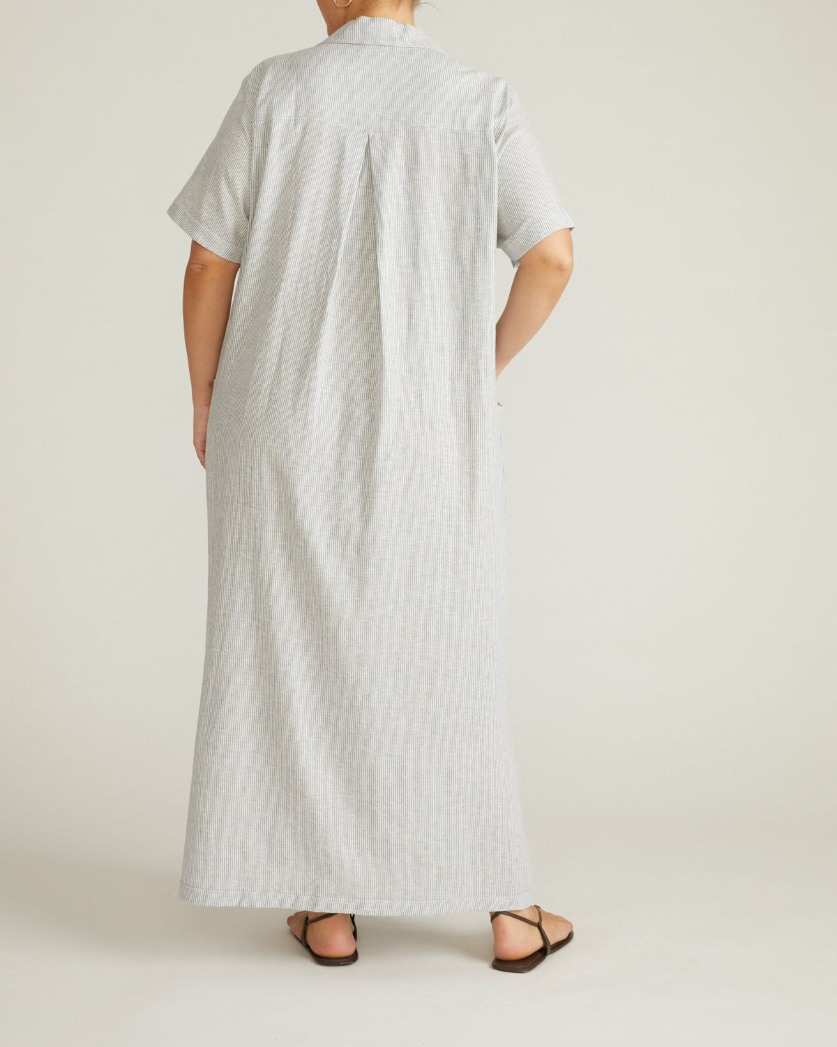 Padma Polo Neck Linen Blend Dress - Beach Stripe | Universal Standard
