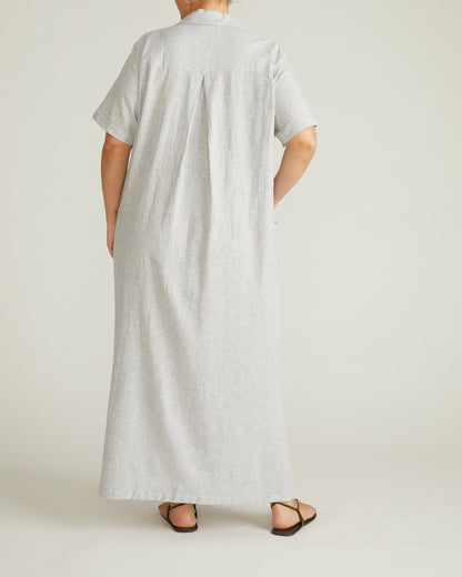 Padma Polo Neck Linen Blend Dress - Beach Stripe | Universal Standard