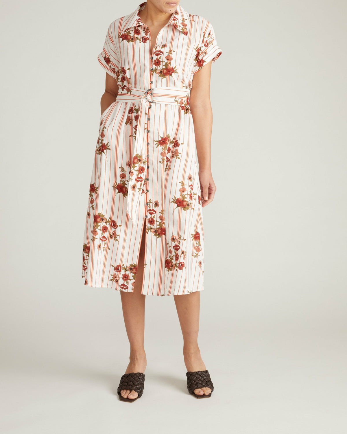 Sandy Stretch Linen Blend Shirtdress - Wild Flower Bouquet Print on St | Universal Standard