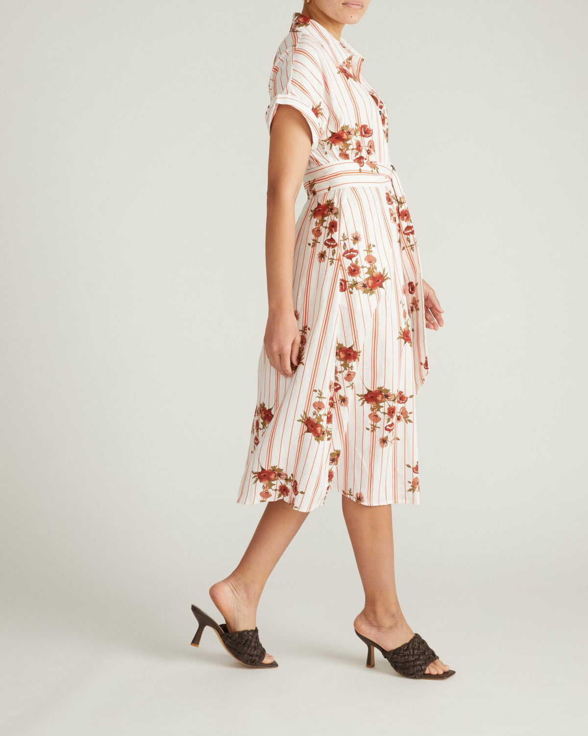 Sandy Stretch Linen Blend Shirtdress - Wild Flower Bouquet Print on St | Universal Standard