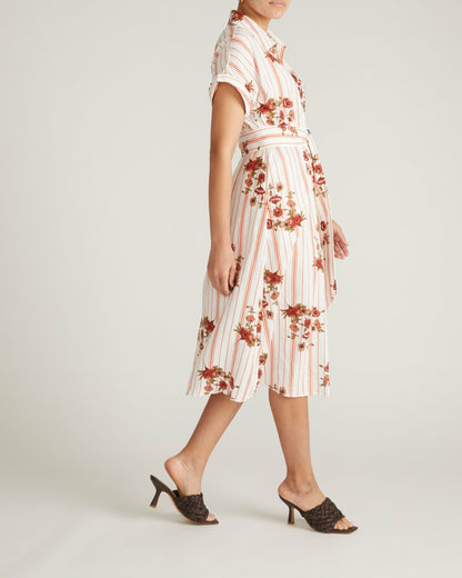 Sandy Stretch Linen Blend Shirtdress - Wild Flower Bouquet Print on St | Universal Standard