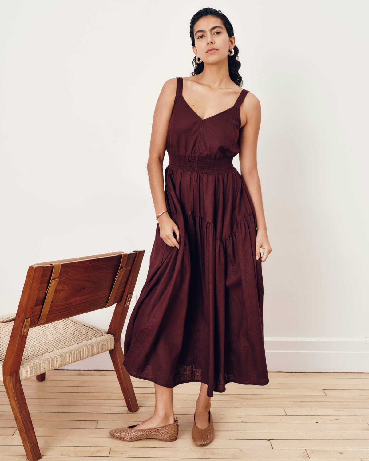 Ruby Smocked Linen Blend Sundress - Brulee | Universal Standard