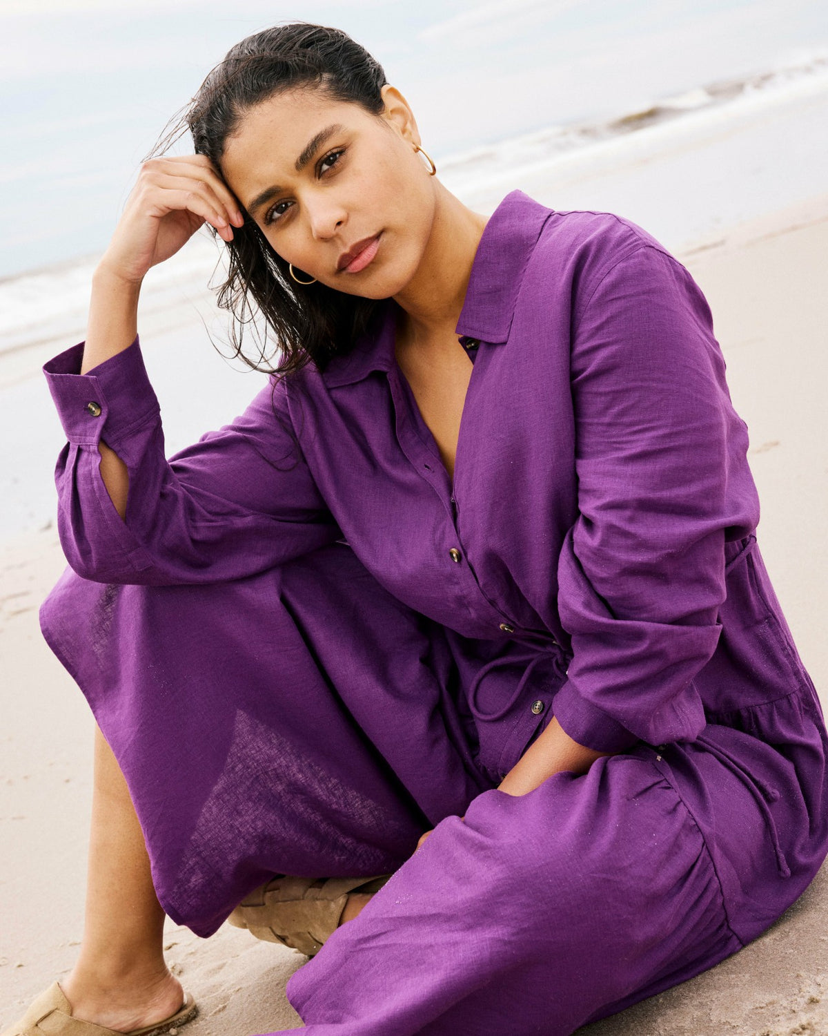 Alix Linen Blend Shirtdress - Dreamy Purple | Universal Standard