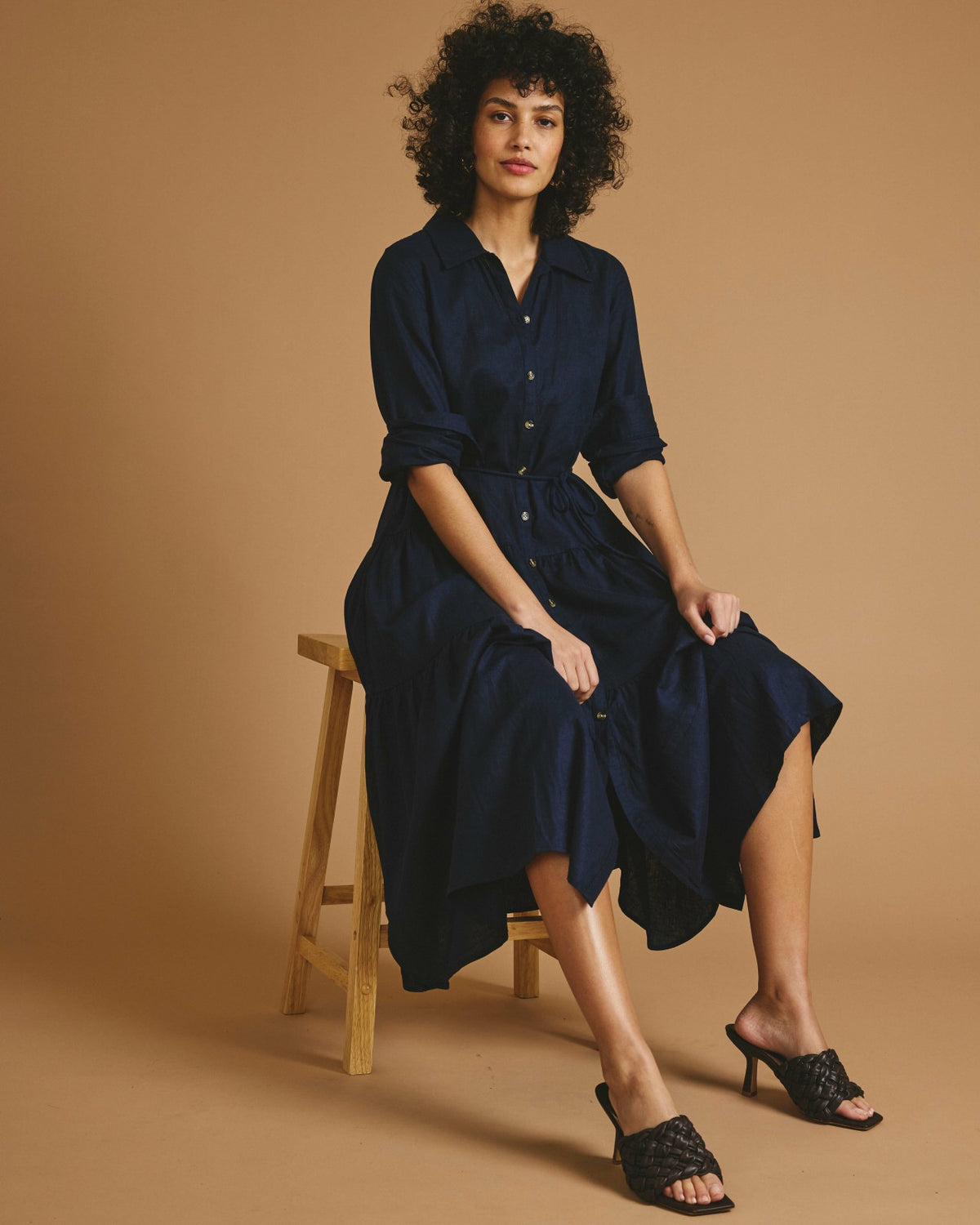 Alix Linen Blend Shirtdress - Navy | Universal Standard