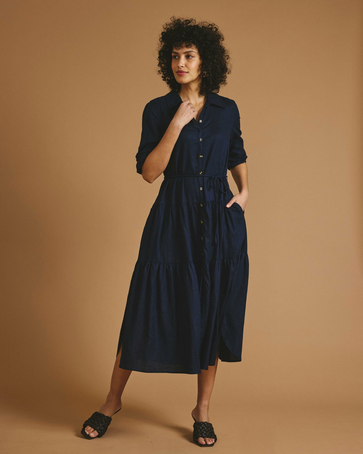 Alix Linen Blend Shirtdress - Navy | Universal Standard