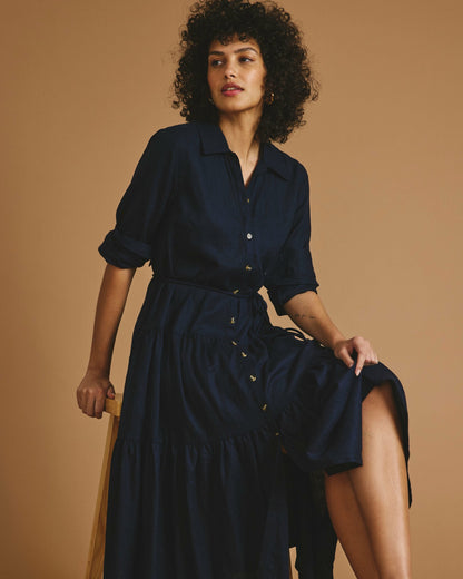 Alix Linen Blend Shirtdress - Navy | Universal Standard