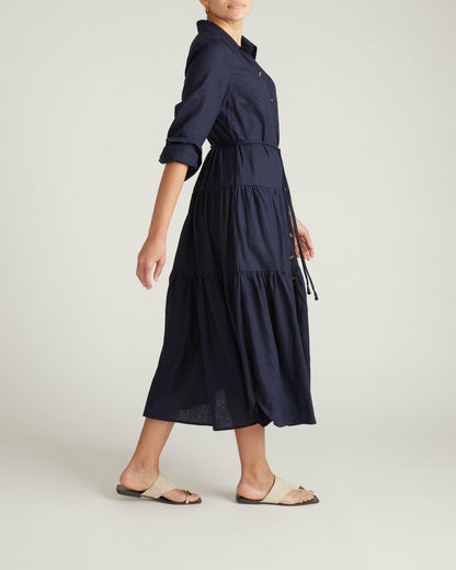 Alix Linen Blend Shirtdress - Navy | Universal Standard